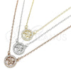 Sterling Silver Pendant Necklace, Tree Design, with White Cubic Zirconia, Polished, Tricolor, 04.369.0003.18 (01 MM Thickness, 18 Inches Length)