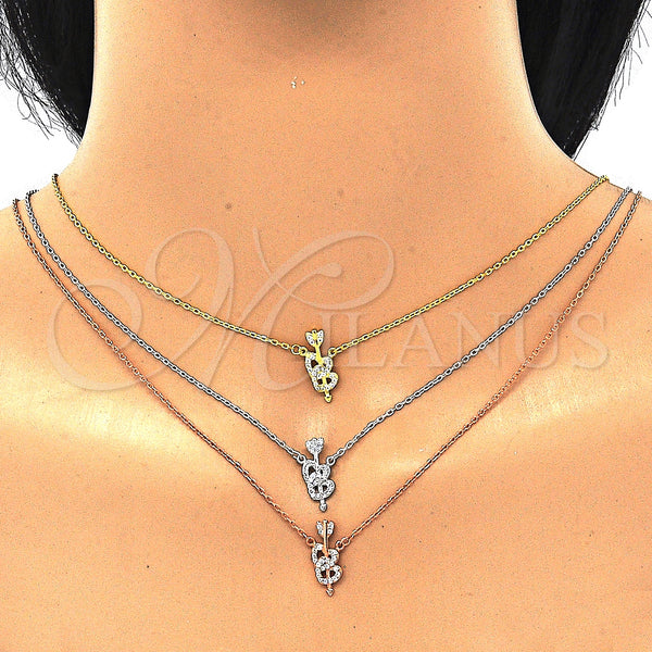 Sterling Silver Necklace — Pendant Necklace Heart Design with White Cubic Zirconia — alternate product view — SKU 129779 | Plata 925 collar — Pendant Necklace corazón diseño with blanco Cubic Zirconia — SKU 129779