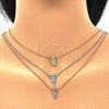 Sterling Silver Pendant Necklace, Heart Design, with White Cubic Zirconia, Polished, Tricolor, 04.369.0005.18 (01 MM Thickness, 18 Inches Length)