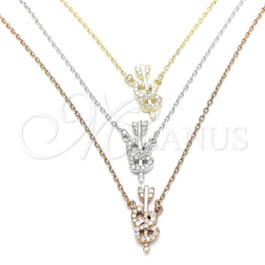 Sterling Silver Necklace — Pendant Necklace Heart Design with White Cubic Zirconia — main product view — SKU 129779 | Plata 925 collar — Pendant Necklace corazón diseño with blanco Cubic Zirconia — SKU 129779
