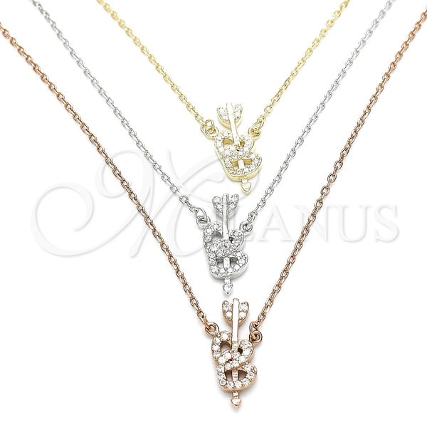 Sterling Silver Necklace — Pendant Necklace Heart Design with White Cubic Zirconia — main product view — SKU 129779 | Plata 925 collar — Pendant Necklace corazón diseño with blanco Cubic Zirconia — SKU 129779