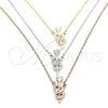 Sterling Silver Pendant Necklace, Heart Design, with White Cubic Zirconia, Polished, Tricolor, 04.369.0005.18 (01 MM Thickness, 18 Inches Length)