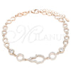 Sterling Silver Fancy Bracelet, Hand of God Design, with White Cubic Zirconia, Polished, Rose Gold Finish, 03.369.0001.1.07 (05 MM Thickness, 7 Inches Length)