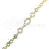 Sterling Silver Fancy Bracelet, Judaica and Hand of God Design, with White Cubic Zirconia, Polished, Golden Finish, 03.369.0001.2.07 (05 MM Thickness, 7 Inches Length)