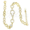 Sterling Silver Fancy Bracelet, Hand of God Design, with White Cubic Zirconia, Polished, Golden Finish, 03.369.0001.2.07 (05 MM Thickness, 7 Inches Length)