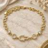 Sterling Silver Fancy Bracelet, Judaica and Hand of God Design, with White Cubic Zirconia, Polished, Golden Finish, 03.369.0001.2.07 (05 MM Thickness, 7 Inches Length)