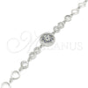 Sterling Silver Fancy Bracelet, Flower Design, with Sapphire Blue and White Cubic Zirconia, Polished, Rhodium Finish, 03.369.0002.07 (06 MM Thickness, 7 Inches Length)