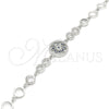 Sterling Silver Fancy Bracelet, Flower Design, with Sapphire Blue and White Cubic Zirconia, Polished, Rhodium Finish, 03.369.0002.07 (06 MM Thickness, 7 Inches Length)