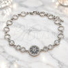 Sterling Silver Fancy Bracelet, Flower Design, with Sapphire Blue and White Cubic Zirconia, Polished, Rhodium Finish, 03.369.0002.07 (06 MM Thickness, 7 Inches Length)