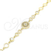 Sterling Silver Fancy Bracelet, Flower Design, with Sapphire Blue and White Cubic Zirconia, Polished, Golden Finish, 03.369.0002.3.07 (06 MM Thickness, 7 Inches Length)