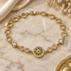 Sterling Silver Fancy Bracelet, Flower Design, with Sapphire Blue and White Cubic Zirconia, Polished, Golden Finish, 03.369.0002.3.07 (06 MM Thickness, 7 Inches Length)