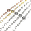 Sterling Silver Fancy Bracelet, Flower Design, with Sapphire Blue and White Cubic Zirconia, Polished, Golden Finish, 03.369.0002.3.07 (06 MM Thickness, 7 Inches Length)