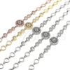 Sterling Silver Fancy Bracelet, Flower Design, with Sapphire Blue and White Cubic Zirconia, Polished, Golden Finish, 03.369.0002.3.07 (06 MM Thickness, 7 Inches Length)