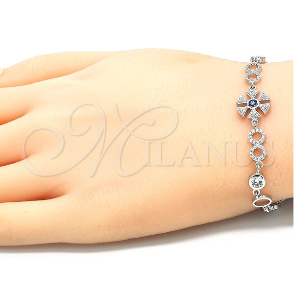Sterling Silver Bracelet — Fancy Bracelet with Sapphire Blue and White Cubic — alternate product view — SKU 129789 | Plata 925 brazalete — elegante Bracelet with Sapphire Blue and blanco Cubic — SKU 129789