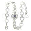 Sterling Silver Fancy Bracelet, with Sapphire Blue and White Cubic Zirconia, Polished, Rhodium Finish, 03.369.0003.07 (06 MM Thickness, 7 Inches Length)