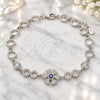 Sterling Silver Fancy Bracelet, with Sapphire Blue and White Cubic Zirconia, Polished, Rhodium Finish, 03.369.0003.07 (06 MM Thickness, 7 Inches Length)
