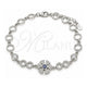 Pulsera Elegante 03.369.0003.07 Plata Rodinada, con Zirconia Cubica Zafiro Azul y Blanca, Pulido, Rodinado (Grosor 06 MM, 7 Pulgadas de Largo)