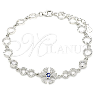 Sterling Silver Bracelet — Fancy Bracelet with Sapphire Blue and White Cubic — main product view — SKU 129789 | Plata 925 brazalete — elegante Bracelet with Sapphire Blue and blanco Cubic — SKU 129789