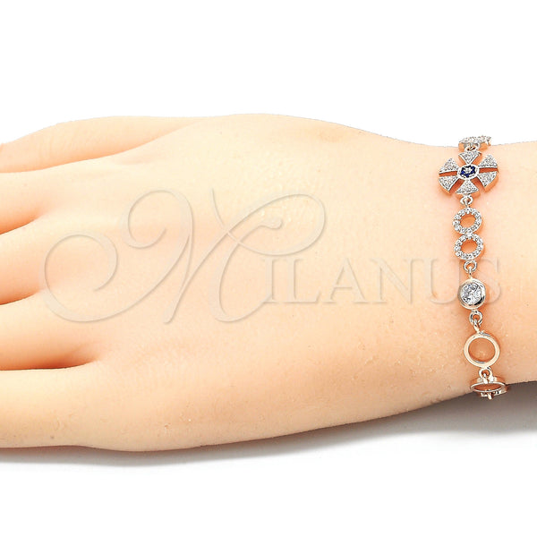 Sterling Silver Bracelet — Fancy Bracelet with Sapphire Blue and White Cubic — alternate product view — SKU 129790 | Plata 925 brazalete — elegante Bracelet with Sapphire Blue and blanco Cubic — SKU 129790