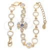 Sterling Silver Fancy Bracelet, with Sapphire Blue and White Cubic Zirconia, Polished, Rose Gold Finish, 03.369.0003.1.07 (06 MM Thickness, 7 Inches Length)
