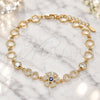 Sterling Silver Fancy Bracelet, with Sapphire Blue and White Cubic Zirconia, Polished, Rose Gold Finish, 03.369.0003.1.07 (06 MM Thickness, 7 Inches Length)