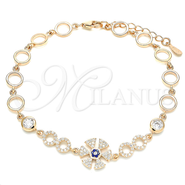 Sterling Silver Bracelet — Fancy Bracelet with Sapphire Blue and White Cubic — main product view — SKU 129790 | Plata 925 brazalete — elegante Bracelet with Sapphire Blue and blanco Cubic — SKU 129790