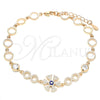 Sterling Silver Fancy Bracelet, with Sapphire Blue and White Cubic Zirconia, Polished, Rose Gold Finish, 03.369.0003.1.07 (06 MM Thickness, 7 Inches Length)