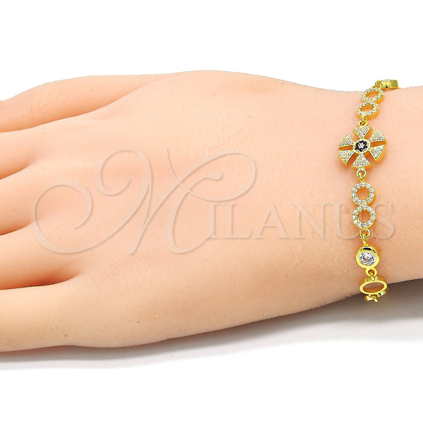 Sterling Silver Bracelet — Fancy Bracelet with Sapphire Blue and White Cubic — alternate product view — SKU 129791 | Plata 925 brazalete — elegante Bracelet with Sapphire Blue and blanco Cubic — SKU 129791
