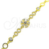 Sterling Silver Fancy Bracelet, with Sapphire Blue and White Cubic Zirconia, Polished, Golden Finish, 03.369.0003.2.07 (06 MM Thickness, 7 Inches Length)