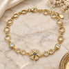 Sterling Silver Fancy Bracelet, with Sapphire Blue and White Cubic Zirconia, Polished, Golden Finish, 03.369.0003.2.07 (06 MM Thickness, 7 Inches Length)