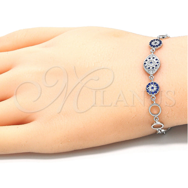Sterling Silver Bracelet — Fancy Bracelet with Sapphire Blue and White Cubic — alternate product view — SKU 129792 | Plata 925 brazalete — elegante Bracelet with Sapphire Blue and blanco Cubic — SKU 129792