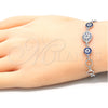 Sterling Silver Fancy Bracelet, with Sapphire Blue and White Cubic Zirconia, Polished, Rhodium Finish, 03.369.0004.07 (06 MM Thickness, 7 Inches Length)