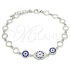 Sterling Silver Fancy Bracelet, with Sapphire Blue and White Cubic Zirconia, Polished, Rhodium Finish, 03.369.0004.07 (06 MM Thickness, 7 Inches Length)
