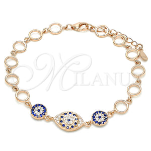 Sterling Silver Bracelet — Fancy Bracelet Flower Design with Sapphire Blue and — main product view — SKU 129793 | Plata 925 brazalete — elegante Bracelet flor diseño with Sapphire Blue and — SKU 129793
