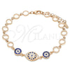 Sterling Silver Fancy Bracelet, Flower Design, with Sapphire Blue and White Cubic Zirconia, Polished, Rose Gold Finish, 03.369.0004.1.07 (06 MM Thickness, 7 Inches Length)