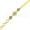 Sterling Silver Fancy Bracelet, Flower Design, with Sapphire Blue and White Cubic Zirconia, Polished, Golden Finish, 03.369.0004.2.07 (06 MM Thickness, 7 Inches Length)