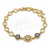 Sterling Silver Fancy Bracelet, Flower Design, with Sapphire Blue and White Cubic Zirconia, Polished, Golden Finish, 03.369.0004.2.07 (06 MM Thickness, 7 Inches Length)