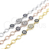 Sterling Silver Fancy Bracelet, Flower Design, with Sapphire Blue and White Cubic Zirconia, Polished, Golden Finish, 03.369.0004.2.07 (06 MM Thickness, 7 Inches Length)