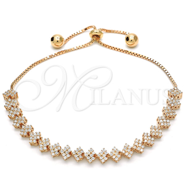 Sterling Silver Bracelet — Fancy Bracelet with White Cubic Zirconia Polished Rose — main product view — SKU 129796 | Plata 925 brazalete — elegante Bracelet with blanco Cubic Zirconia pulido Rose — SKU 129796