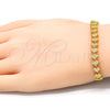Sterling Silver Fancy Bracelet, with White Cubic Zirconia, Polished, Golden Finish, 03.369.0005.2.10 (01 MM Thickness, 10 Inches Length)