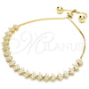 Sterling Silver Fancy Bracelet, with White Cubic Zirconia, Polished, Golden Finish, 03.369.0005.2.10 (01 MM Thickness, 10 Inches Length)