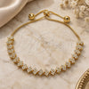 Sterling Silver Fancy Bracelet, with White Cubic Zirconia, Polished, Golden Finish, 03.369.0005.2.10 (01 MM Thickness, 10 Inches Length)