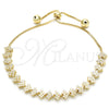 Sterling Silver Fancy Bracelet, with White Cubic Zirconia, Polished, Golden Finish, 03.369.0005.2.10 (01 MM Thickness, 10 Inches Length)