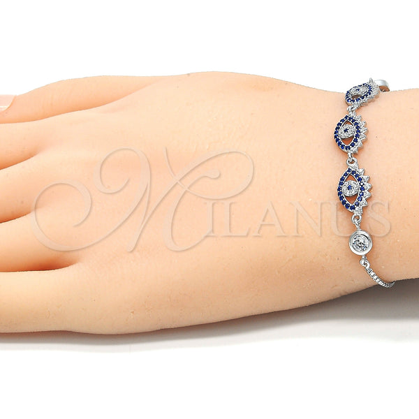 Sterling Silver Bracelet — Fancy Bracelet with Sapphire Blue and White Cubic — alternate product view — SKU 129798 | Plata 925 brazalete — elegante Bracelet with Sapphire Blue and blanco Cubic — SKU 129798