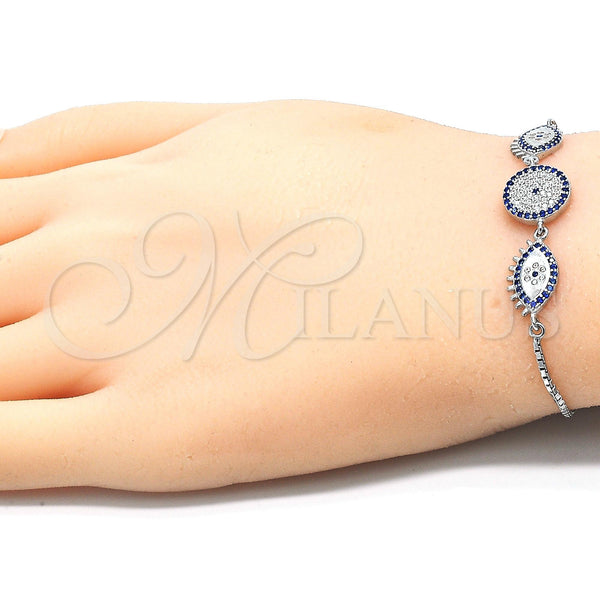 Sterling Silver Bracelet — Fancy Bracelet with Sapphire Blue and White Cubic — alternate product view — SKU 129801 | Plata 925 brazalete — elegante Bracelet with Sapphire Blue and blanco Cubic — SKU 129801