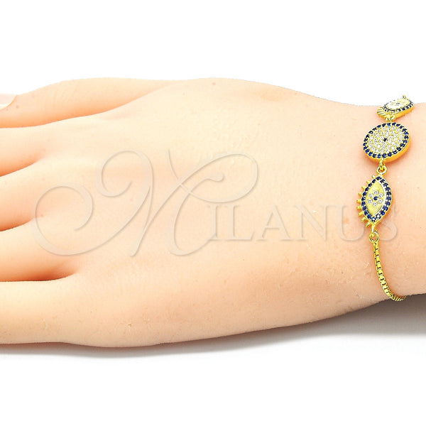 Sterling Silver Bracelet — Fancy Bracelet with Sapphire Blue and White Cubic — alternate product view — SKU 129803 | Plata 925 brazalete — elegante Bracelet with Sapphire Blue and blanco Cubic — SKU 129803