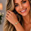 Sterling Silver Fancy Bracelet, with Sapphire Blue and White Cubic Zirconia, Polished, Golden Finish, 03.369.0007.2.10 (01 MM Thickness, 10 Inches Length)