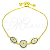Sterling Silver Fancy Bracelet, with Sapphire Blue and White Cubic Zirconia, Polished, Golden Finish, 03.369.0007.2.10 (01 MM Thickness, 10 Inches Length)