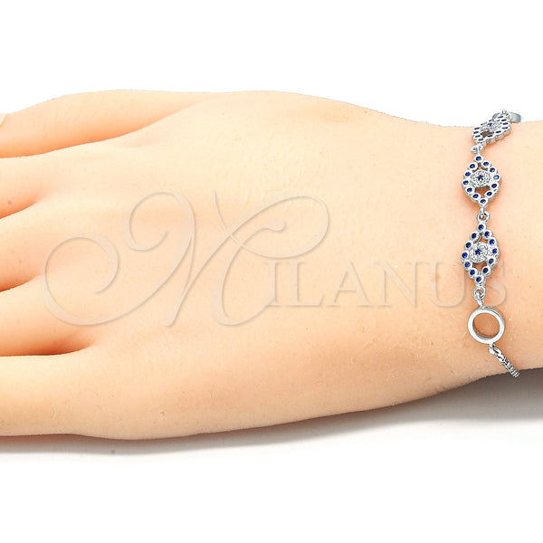 Sterling Silver Bracelet — Fancy Bracelet with Sapphire Blue and White Cubic — alternate product view — SKU 129804 | Plata 925 brazalete — elegante Bracelet with Sapphire Blue and blanco Cubic — SKU 129804