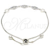 Sterling Silver Fancy Bracelet, with Sapphire Blue and White Cubic Zirconia, Polished, Rhodium Finish, 03.369.0008.10 (01 MM Thickness, 10 Inches Length)
